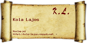 Kola Lajos névjegykártya